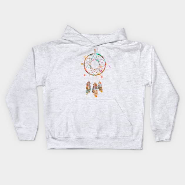 Dreamcatcher Watercolor Painting Kids Hoodie by Miao Miao Design